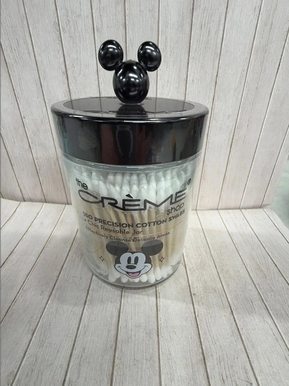 the CRÈME shop. Disney Mickey Cotton Swab Glass Jar with Decorative Lid